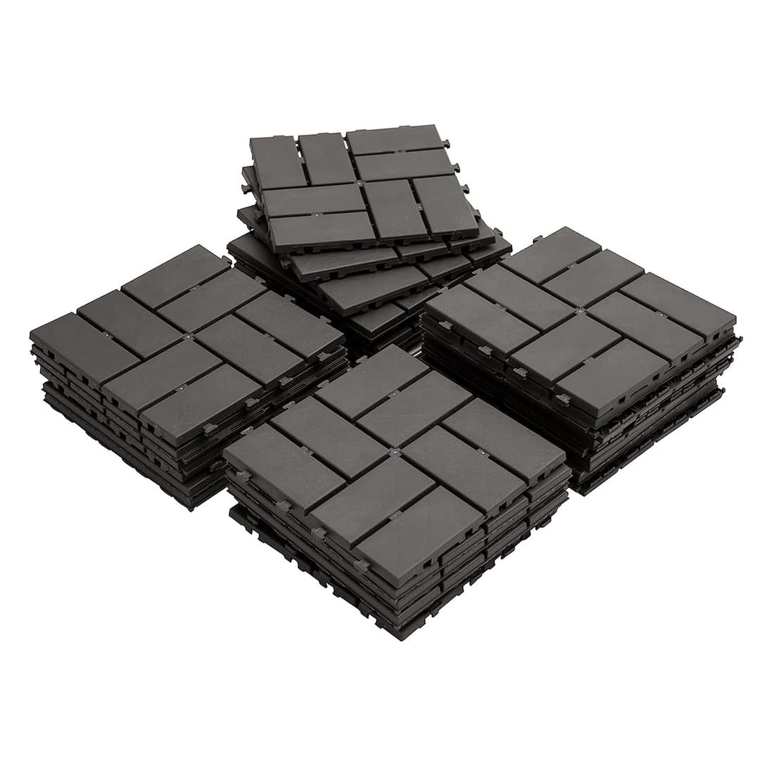 Interlocking Deck Tiles 12"x12" Square Composite Flooring, All-Weather for Balcony and Backyard, Pack of 36, Gray