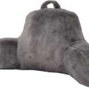 Aimuan Reading Pillow Bed Rest Pillow with Arms Rabbit Fur Cushion for Adults Teens Incline Rest Sitting up & Sleeping Snoring Pillow with Pregnancy Lumbar Back Support (Standard, Grey)