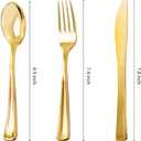 NOCCUR 400PCS Gold Silverware Disposable - Gold Plastic Silverware - Gold Plastic Cutlery Include 200 Forks, 100 Spoons, 100 Knives, Gold Disposable Silverware Perfect for Party&Daily Using