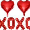 6 Pcs Red Heart Shaped Balloons Red Letters XOXO Valentine Day Balloons for Valentines Day Derations Bridal Shower Wedding Party Decorations