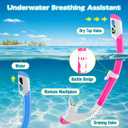 2 Sets Kids Snorkeling Gear for Ages 3-14, Anti-Fog 180 Clear View Dry Top Snorkel Set, Swimming Mask with Nose Cover & Tempered Glass Goggles for Youth Boys Girls Junior