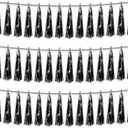 3P Black Foil Fringe Metallic Tassel Streamers Banner Tassel Garland for Parade Floats, Bachelorette, Wedding, Birthday, Halloween, Christmas, Bridal/Baby Shower Party Decorations