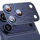 Uyiton for iPhone 17-Pro-Max Camera-Lens Protector: Bling [Not Easy to Break][Strong Adsorption][Case-Friendly] Metal Tempered Glass Rear Camera Screen Cover - Glitter Blue