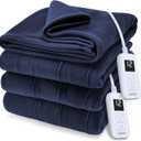 Sunbeam Royal Ultra Fleece Heated Electric Blanket Queen Size, 90" x 84", 12 Heat Settings, 12-Hour Selectable Auto Shut-Off, Fast Heating, Machine Washable, Warm and Cozy, Indigo