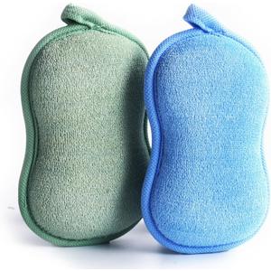 Baby Bath Sponge - Ultra Soft Baby Sponge for Bathing - Kids Bath Sponges for Infants, Toddler Bath Time, 2 Count (1 Pack) - Green Blue