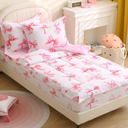 Girls Zipper Bedding Set Twin Zipit Bedding Pink Bow for Kids Zip Up Comforter Set Cute Bowknot Zip It Bed Set for Children Bedroom Decor