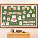 Pasimy Welcome Halloween Bulletin Board Set Cute Ghost Reading Classroom Decorations Pastel Boho Spooky Ghost Paper Cutouts for Halloween Door Wall Decor School Office Home Supplies
