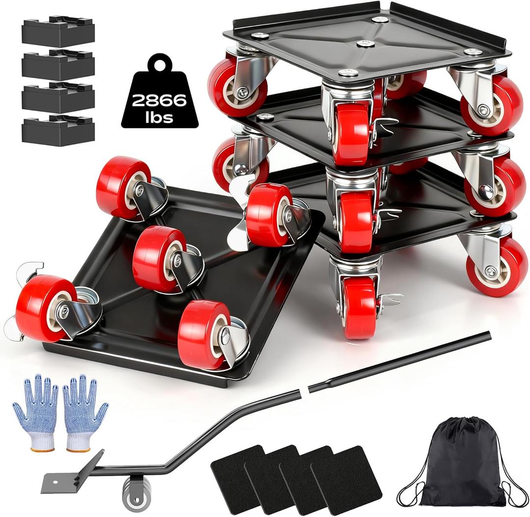 Furniture Dolly with 5 Wheels Heavy Duty Furniture Movers with Wheels Furniture Moving Wheels for Heavy Furniture Dollies Moving Dolly Heavy Duty Furniture Lifter Rollers 2866lbs Load Capacity