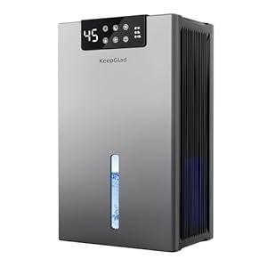 Dehumidifier, Dehumidifiers for Home(1000sq.ft), 98 OZ Water Tank, Dehumidifier Washable Air Filter, Dehumidifiers for Basement Bedroom Bathroom, Auto Shut Off, Timer Setting, 7 Colors Light, Gray