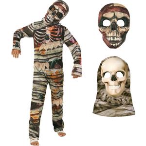 Morph Mummy Costume for Kids, Two-Faced Mummy Outfit, Halloween Mummy Costume for Children, Spooky Dress-Up Fun (Large)
