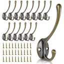 Wall Hooks for Hanging, 15-Pack Heavy Duty Metal Coat Hooks, for Living Room, Bathroom, Kitchen, Bedroom for Towel, Hat, Key, Closet, Bag (Bronze)