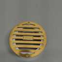 NDS 910B, 4 In. Round Grate Drain Cover, with PVC Collar, Connects to 3 Inch Drain Pipe & 4 Inch Drain Fittings, for Small Lawns, Landscaping and Patios, Satin Brass