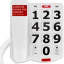 Uvital Big Button Phone for Seniors, Landline Phone for Elderly with Big Buttons, 2 One-Touch Speed Dial Keys & an SOS Emergency Button, Visual Ringer, Adjustable Volume