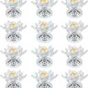 12 PCS Silver Crystal Flower Tea Light Holder, Bulk Glass Tealight Candlestick with Metal Base, Votive Candle for Table Centerpiece, Wedding,Parties Decor, Nice Gift