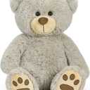 LotFancy Teddy Bear Stuffed Animals, 20 inch Soft Cuddly Cute Plushies, Plush Toys with Footprint Design, Stuffed Animals for Girls Kids Baby Toddlers, Baby Shower Easter Birthday Gift Decor, Grey