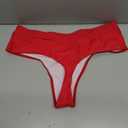 Women's V Cut High Waisted Brazilian Cheeky Thong Bikini Swimsuit Bottoms (Red, L)