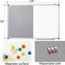 White Board and Cork Board Combo - 24 x 18 Inches Large Dry Erase Whiteboard and Bulletin Board, Magnetic Wall Pin Display Board for Home, Classroom & Office, 18"x24" Grey