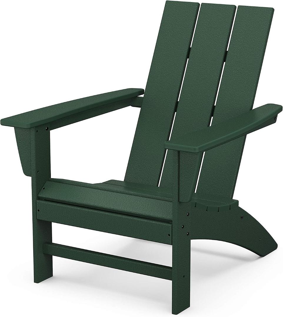 POLYWOOD Modern Adirondack Chair – All-Weather Outdoor Lawn Adirondack Chairs – HDPE, Fade-Resistant & Durable Outdoor Furniture – For Patio, Deck & Fire Pit Chairs – Green, 32.11in. x 29.25in. x 34.66in.