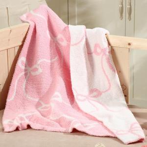Pink Bow Baby Blanket for Girls Coquette Baby Receiving Blankets Lightweight Throw for Bed Sofa Couch Chair Cute Home Decorations for Nursery, 30 x 40 Inch