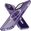 TORRAS Ultra Shockproof Magnetic Designed for iPhone 14 Pro Case, [12FT Military Grade Protection] [Compatible with MagSafe] Non-Yellowing Double Bumper Translucent Phone Cover, Glittery Purple