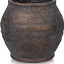 Briful Rustic Vintage Ceramic Pottery Vase, 6.1'' Farmhouse Table Decor with Distressed Texture, Wide Mouth Decorative Jar Vases for Home Decor, Shelf & Entryway, Brown