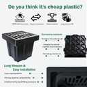 Catch Basin with Cast Iron Grate,18x18x15in Heavy Duty Catch Basin for Drainage with Debris Basket, Square French Drain Basin Without Reserved Hole for Driveway,Yard, Patio,Downspou, Lawn Commercial.