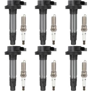 ECCPP UF553 6 ignition coils with 6 iridium Spark Plugs for ford for Lincoln Edge Flex F150 Explorer Fusion Taurus MKS MKX MKZ CX-9 3.5L 3.7L V6 2007-2017 DG-520 UF553 UF-553