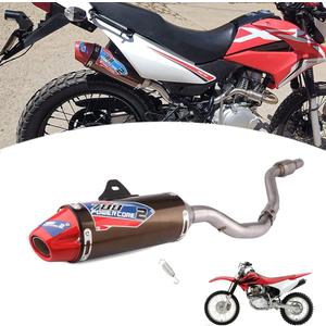 JFG RACING Dirt Bike Slip On Exhaust,Motorcycle Muffler Pipe Full Kit for CRF150F CRF230F 2003-2017/TAO TAO TBR7/HAWK 250-Red