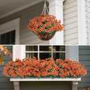 2 x 8 Bundles 17" Artificial Flowers for Outdoor Fall Decoration,Fake Silk Daisy Bouquet Faux Plants UV Resistant for Front Door Planter Outside Home Garden Yard Porch Thanksgiving Autumn Decor (Orange)
