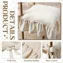4 Pcs Ruffle Chair Cushions Cover 17.5''x17.5'' French Chair Pad Slipcover with Ties Ruffled Skirt Seat Cover Farmhouse Covers Only, for Home Dining Kitchen (Classic,Retro Cream White)