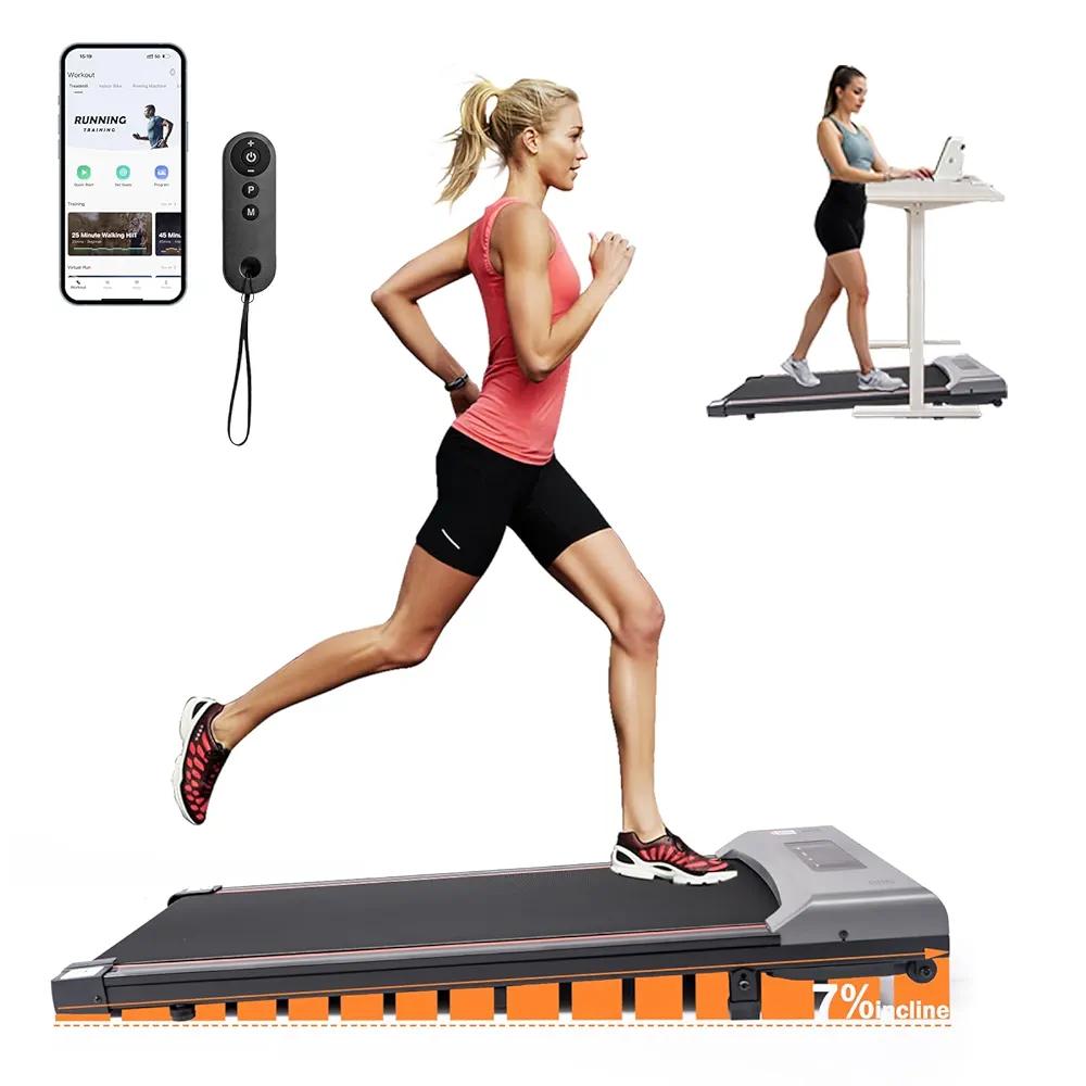 Walking Pad with 7% Incline and APP&Remote Control,300+lb Capacity Under Desk Treadmill 2.5HP Treadmill,10 HIIT Modes Treadmills for Home Office