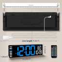 16.5" Large Digital Wall Clock with Remote Control, Auto-Dimming LED Display with Date Temp, Big Number Wall Mount Decor Clock for Seniors, Classroom, Dorm, Home, Office, Gym Blue