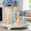 WDS WONDROUS Easter Flameless Candles Set of 4, LED Bunny & Egg Candles with Floral Embossed Design, Blue & Orange Battery Operated Candle for Home Decor, Gift for Women, Mom, Easter Decor