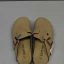 Women's Suede Clogs Cork Footbed Sandals Comfort Platform Mules with Arch Support Adjustable Buckle Slip On Slippers (7, Kakhi)