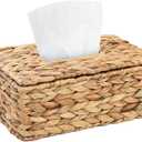 ZEAYEA Tissue Box Holder, Woven Tissue Box Cover with Flip-Open Top, Rectangular Rustic Facial Tissue Holder Decorative for Living Room, Kitchen Countertop, Office, Restaurant, Coffee Table, Bathroom