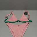 ZAFUL Textured Bikini Sets for Women Plunging Neck Cheeky Bathing Suit High Waisted Swimsuits 2 Piece Swimwear 2025 (Medium, Pink & Green)