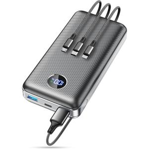 Portable Charger Power Bank - 40,000mAh Battery Pack, 22.5W Fast Charging Phone Charger with USB-C/iOS/Micro-USB Cable, Powerbank for iPhone 17 16 15 14 13 Samsung Google,for Travel Camping