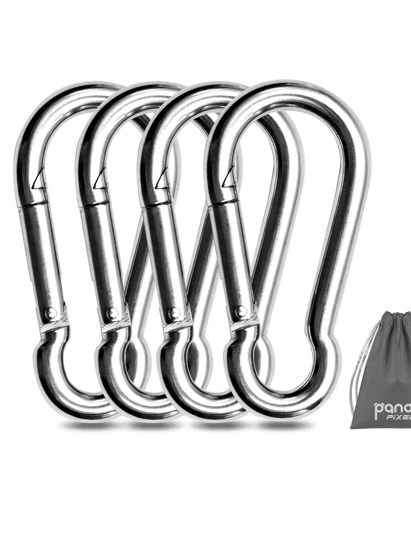 Pixel Panda 3.1&4 Inch Heavy Duty Carabiner Clips Load 1000lbs, 2&4&8Pack Large Snap Hooks for Gym, Outdoor, Swing, Hammock