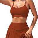 Kisscynest Womens Swim Skirt High Waisted Bikini Sets Two Piece Tummy Control Swimsuits Scoop Neck Sporty Bathing Suit (Large, Burnt Orange)