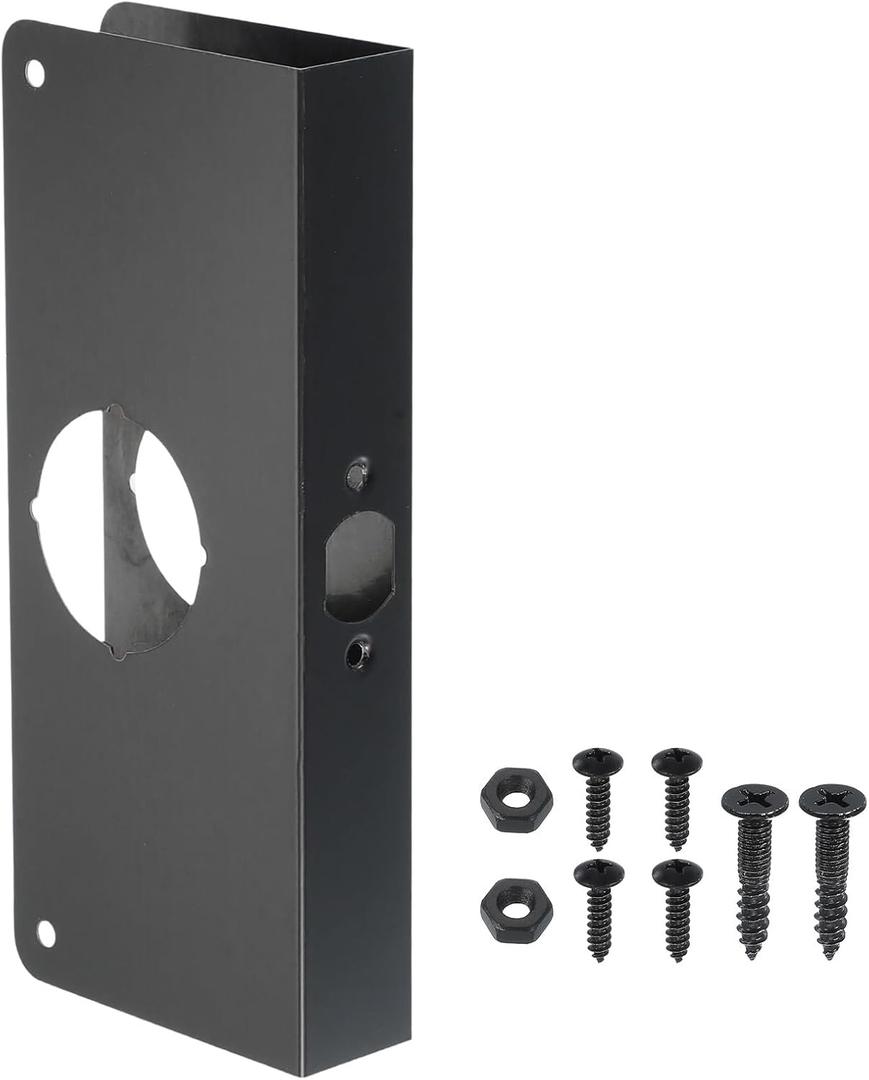 PATIKIL Door Reinforcement Plate, 1 Set Doors Reinforce Repair for 1-3/8" Thick Door 9" Size Door Knob Lock Latch Deadbolt Cover Plate Home Security, Black