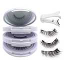 Magnetic Eyelashes with Applicator,Reusable Magnetic Eyelashes Natural Look,Easy to Wear Reusable Soft Lashes kit No Glue Needed(Natural+Fuller+Simple)