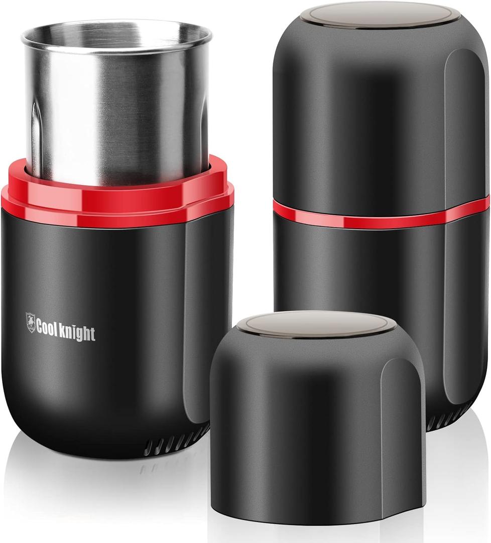COOL KNIGHT Herb Grinder [Large Capacity/Fast/Electric ]-Spice Herb Coffee Grinder With Pollen Catcher/- 7.5" (Black)