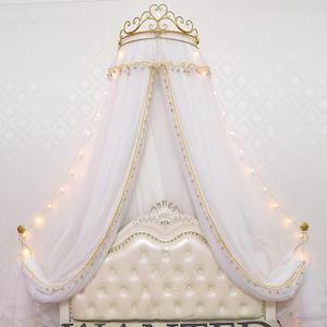 Girl Bed Curtain Princess Crown Mosquito Netting Children Room Decor Bedside Yarn Net Romantic Princess Tents Bed Canopy Valance (White), 29cm*29cm*64cm