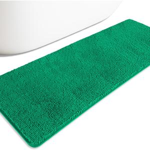 Bathroom Runner Rug 24 x 72 Non Slip  Extra Long Bath Mat | Absorbent and Washable Thick Chenille Runner Rug for Bathroom, Shower, Tub, Sink(Emerald)