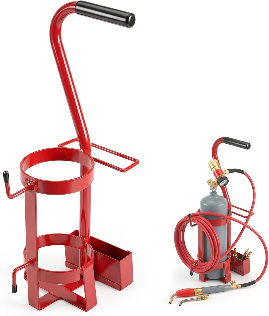 Dansydaisy Tank Gas Tote Torch Kit Holder with Handle, Metal 20.1 x 5.9 Inch, Cylinder Carying Stand for Welding Cylinders, Heavy Duty Constinuction and Transport Bracket Conversion of Gas Stand