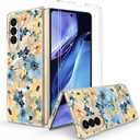 Magnetic for Samsung Galaxy Z Fold 4 Case,Floral Design PC Case for Women Men Girls Boys Drop Protection Shockproof Cute Durable TPU Bumper Cover for Galaxy Z Fold 4,Flowering shrubs 12.5