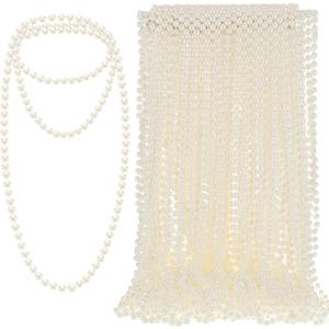 Inbagi 200 Pcs Pearl Necklaces for Women Bulk Ivory Faux Beaded Necklace 7 mm 33 Inch Large Pearl Strand for 1920s Party Birthday Wedding Tea Party Bridal Shower Christmas Decorations