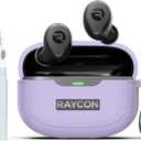 [3 in 1] for Raycon Everyday Earbuds(2024 Edition) Case Cover with Cleaner kit, Logo Visible Design Shockproof Silicone Protective Cover for Raycon Everyday Earbuds with Carabiner-Purple (Purple)