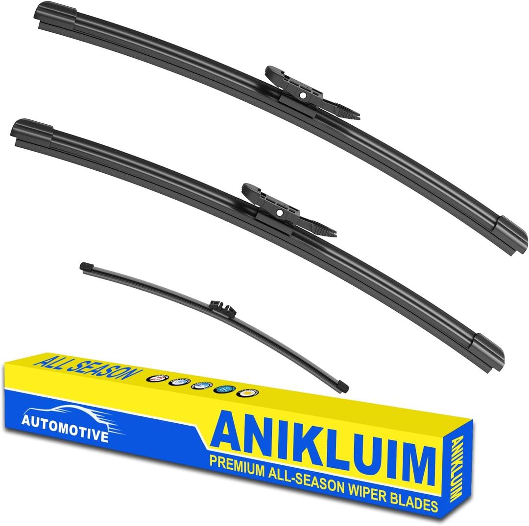 ANIKLUIM 17"+17" Wiper Blades with 8" Rear Wiper Blade Set Replacement for 2021 2022 2023 2024 Ford Bronco Windshield Wipers Original Factory Quality (Pack of 3)