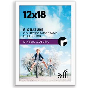 Americanflat 12x18 Poster Frame with Shatter-Resistant Glass - Signature Collection - Gallery-Style Frames Made of Engineered Wood - Photo Frame for Wall Display - White